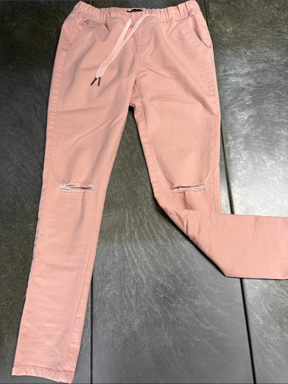 Shinestar Blush Pink Skinny Drawstring Jeans